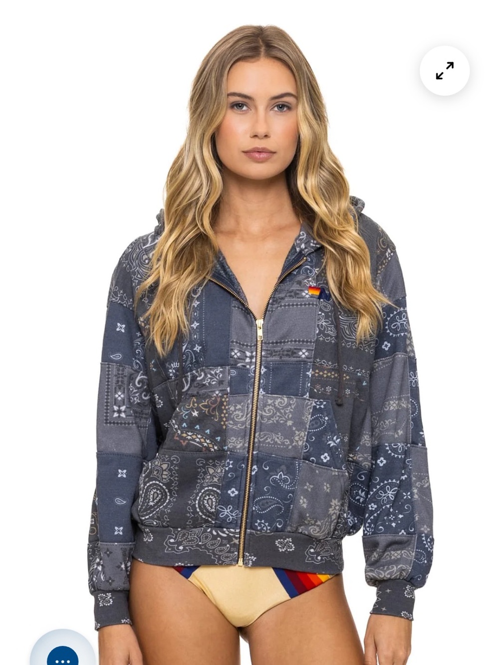 AVIATOR NATION-BANDANA QUILTED Relaxed ZIip Hoodie Unisex